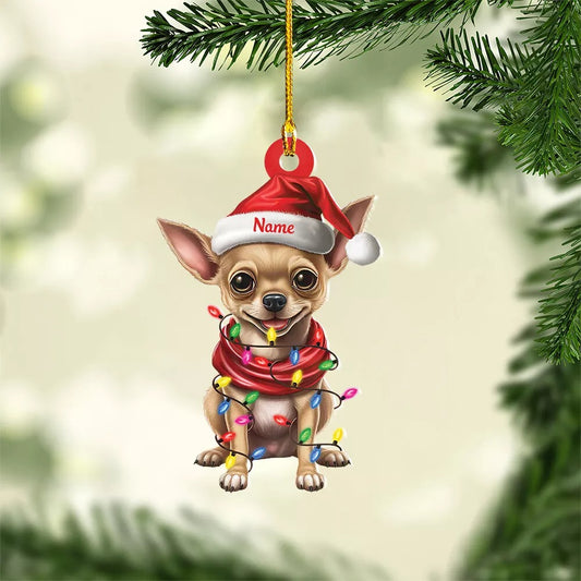 Chihuahua Christmas Light tree Ornament, Chihuahua dog lover Car Ornament, Ornament Decoration, Ornament For Gift, Ornament Christmas