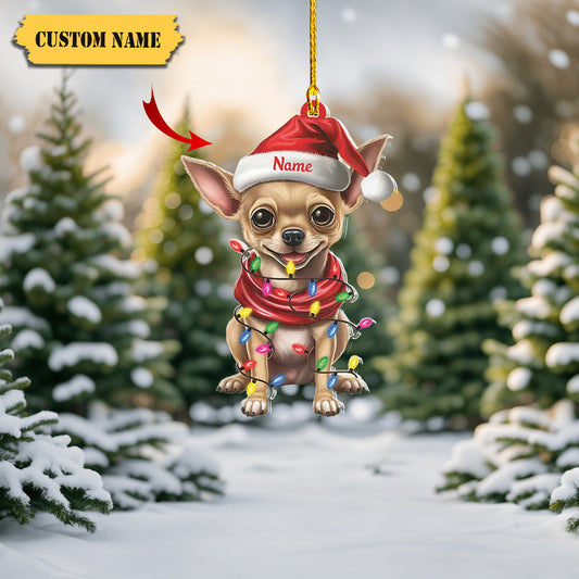 Chihuahua Christmas Light tree Ornament, Chihuahua dog lover Car Ornament, Ornament Decoration, Ornament For Gift, Ornament Christmas