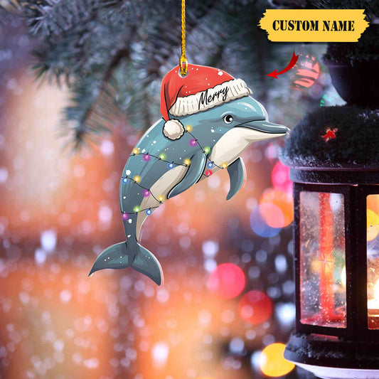 Christmas Dolphin Ornaments, Funny Dolphin Ornament, Christmas Decoration, Dolphin Ornament, Ocean Vacation Ornament, Ornament Decoration, Ornament For Gift, Ornament Christmas