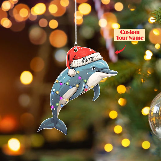 Christmas Dolphin Ornaments, Funny Dolphin Ornament, Christmas Decoration, Dolphin Ornament, Ocean Vacation Ornament, Ornament Decoration, Ornament For Gift, Ornament Christmas