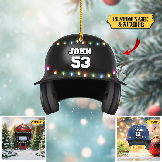 CHUNG Baseball Helmet - Personalized Christmas Ornament With Printed Christmas Lights, Ornament Decoration, Ornament For Gift, Ornament Christmas