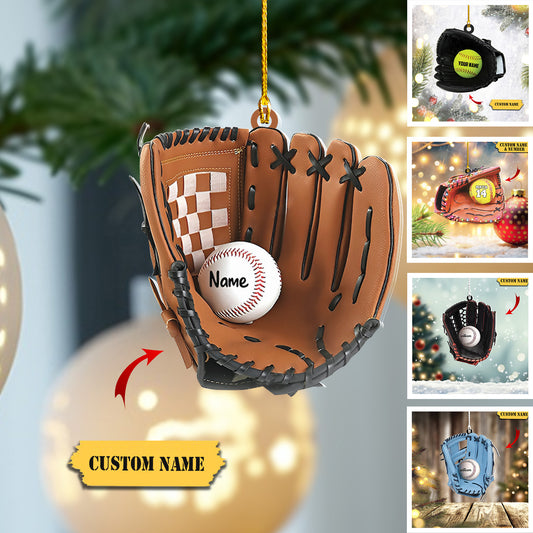 CHUNG-Personalized Baseball Glove Ornaments, Custom Name Ornament, Baseball Ornament, Ornament Decoration, Ornament For Gift, Ornament Christmas