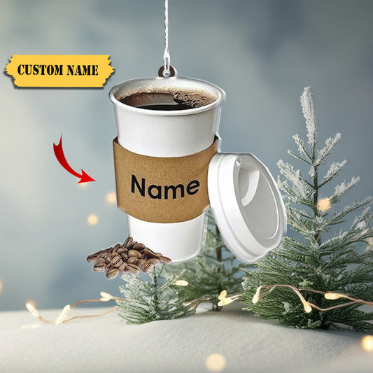Coffee Cup Christmas Light Ornament, Coffee Christmas Tree Decor, Loved Coffee, Ornament Decoration, Ornament For Gift, Ornament Christmas