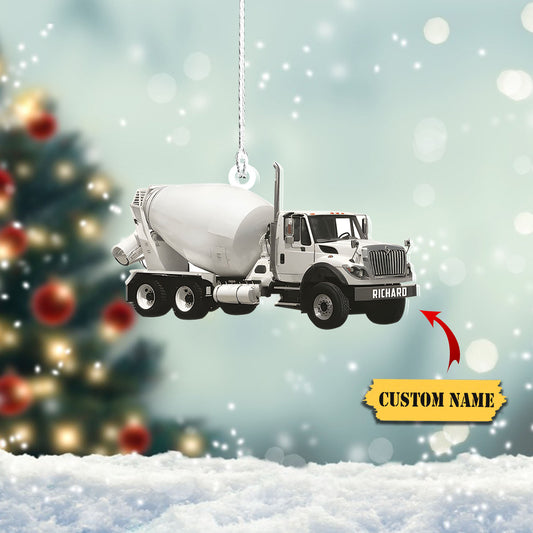 Concrete Mixer Truck Personalized Flat Ornaments, Concrete Mixing Transport Truck, Ornament Decoration, Ornament For Gift, Ornament Christmas