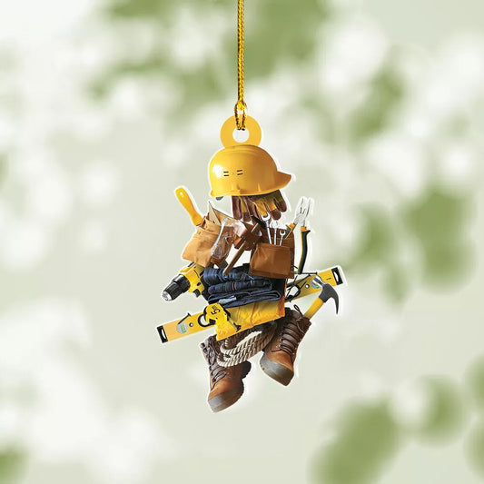 Construction Worker Set Ornament, Construction Equipment Flat Hanging Ornament, Ornament Decoration, Ornament For Gift, Ornament Christmas
