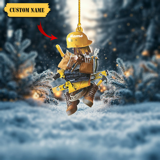 Construction Worker Set Ornament, Construction Equipment Flat Hanging Ornament, Ornament Decoration, Ornament For Gift, Ornament Christmas