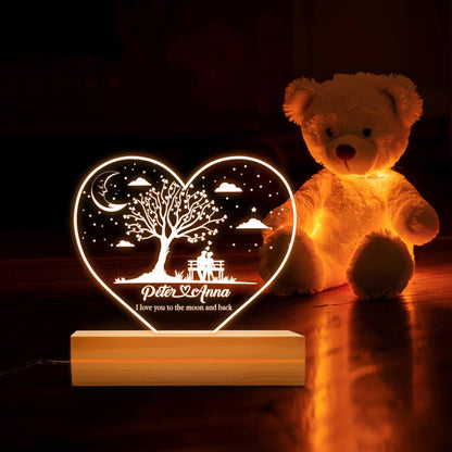 Personlig natlampe med valentinspar, valentinsdagsgave, romantisk valentinsdag, jubilæumsgave, Tree Of Love Couples Night Light