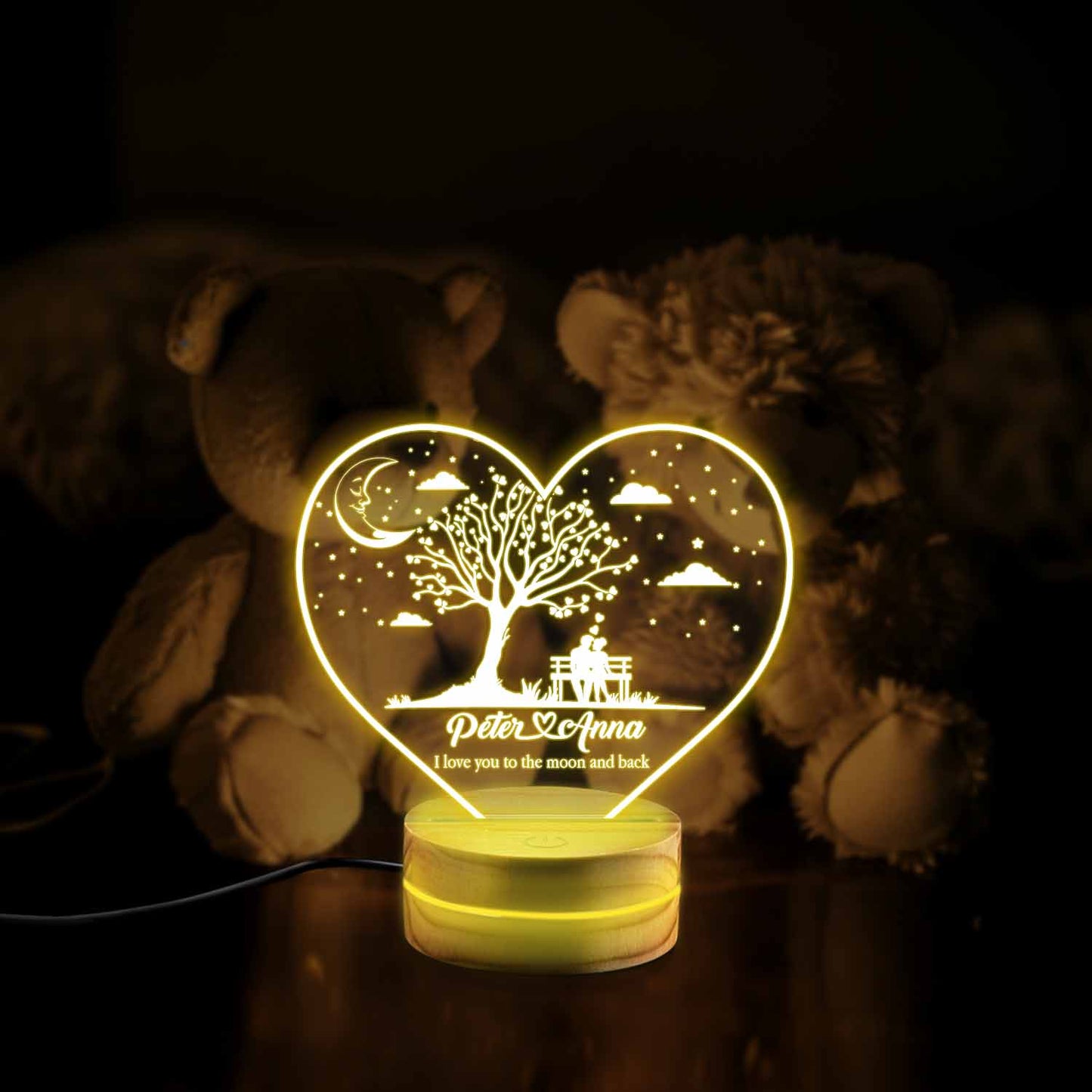 Personlig natlampe med valentinspar, valentinsdagsgave, romantisk valentinsdag, jubilæumsgave, Tree Of Love Couples Night Light