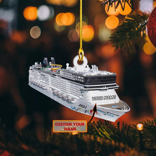 Cruise Ship Christmas Light Ornament, Xmas Tree Decor, Hanging Ornament Gift, Ornament Decoration, Ornament For Gift, Ornament Christmas