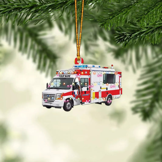 Custom Ambulance Christmas Tree Ornament EMS EMT Emergency Worker Christmas Gift, Ornament Decoration, Ornament For Gift, Ornament Christmas