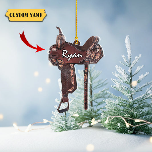 Custom Horse Saddle Acrylic Shape Ornament, Personalized Saddle Christmas Ornament 2023, Custom Horse Saddle Ornaments 2023, Horse Tree Decor, Ornament Decoration, Ornament For Gift, Ornament Christmas