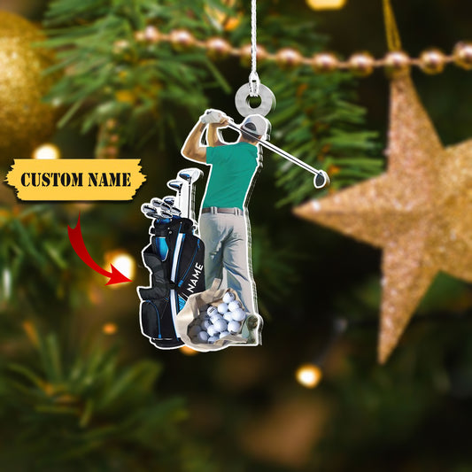 Custom name Gold player Shaped Ornament - Golf Gift - Christmas gift, Ornament Decoration, Ornament For Gift, Ornament Christmas