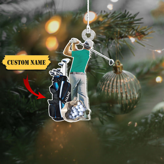 Custom name Gold player Shaped Ornament - Golf Gift - Christmas gift, Ornament Decoration, Ornament For Gift, Ornament Christmas