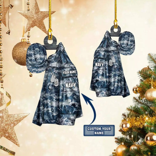 Custom Navy Uniform Hanging Ornament, Gift for Navy Military Family Christmas, Ornament Decoration, Ornament For Gift, Ornament Christmas