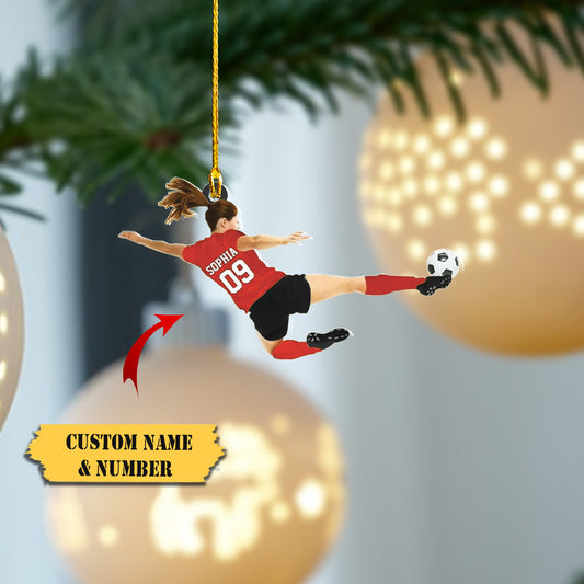 Custom Personalized Girl Soccer Player Acrylic Ornament, Gift for Girl Soccer Players, Soccer Players, Husband, Him, Soccer Christmas Ornament, Christmas Tree DecorGift, Ornament Decoration, Ornament For Gift, Ornament Christmas