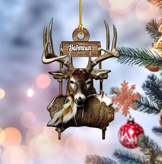 Customized Deer Hunting 2D Flat Acrylic Orrnament for Deer Hunter, Gift for, Ornament Decoration, Ornament For Gift, Ornament Christmas