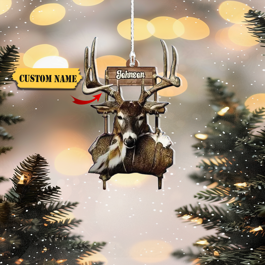 Customized Deer Hunting 2D Flat Acrylic Orrnament for Deer Hunter, Gift for, Ornament Decoration, Ornament For Gift, Ornament Christmas