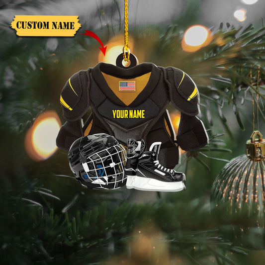 Customized name Hockey American ornament- Hockey Leagues Christmas - Custom Shaped Ornament, Ornament Decoration, Ornament For Gift, Ornament Christmas