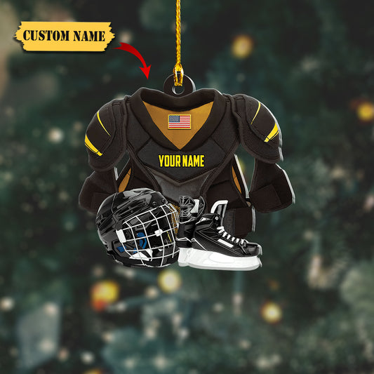 Customized name Hockey American ornament- Hockey Leagues Christmas - Custom Shaped Ornament, Ornament Decoration, Ornament For Gift, Ornament Christmas
