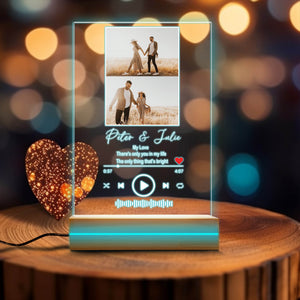 Personalized LED Music & Photo Plaque Night Light, Custom Couple Song Music Plaque Music Art Romantic Gifts, Custom Couple Picture Plaque