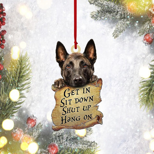 Cute Malinois Get In Sit Down Two Sided Mica Plastic Ornament, Pet Lovers Gift, Christmas Ornament, Christmas Decor, Christmas Gift, Ornament Decoration, Ornament Christmas - TeeZworldVN