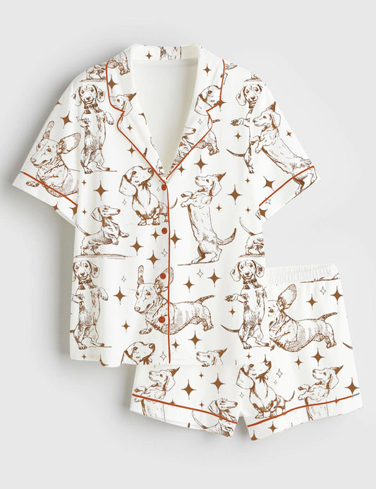 Women's Dachshund Mom Short Sleeve Satin Pajama Set