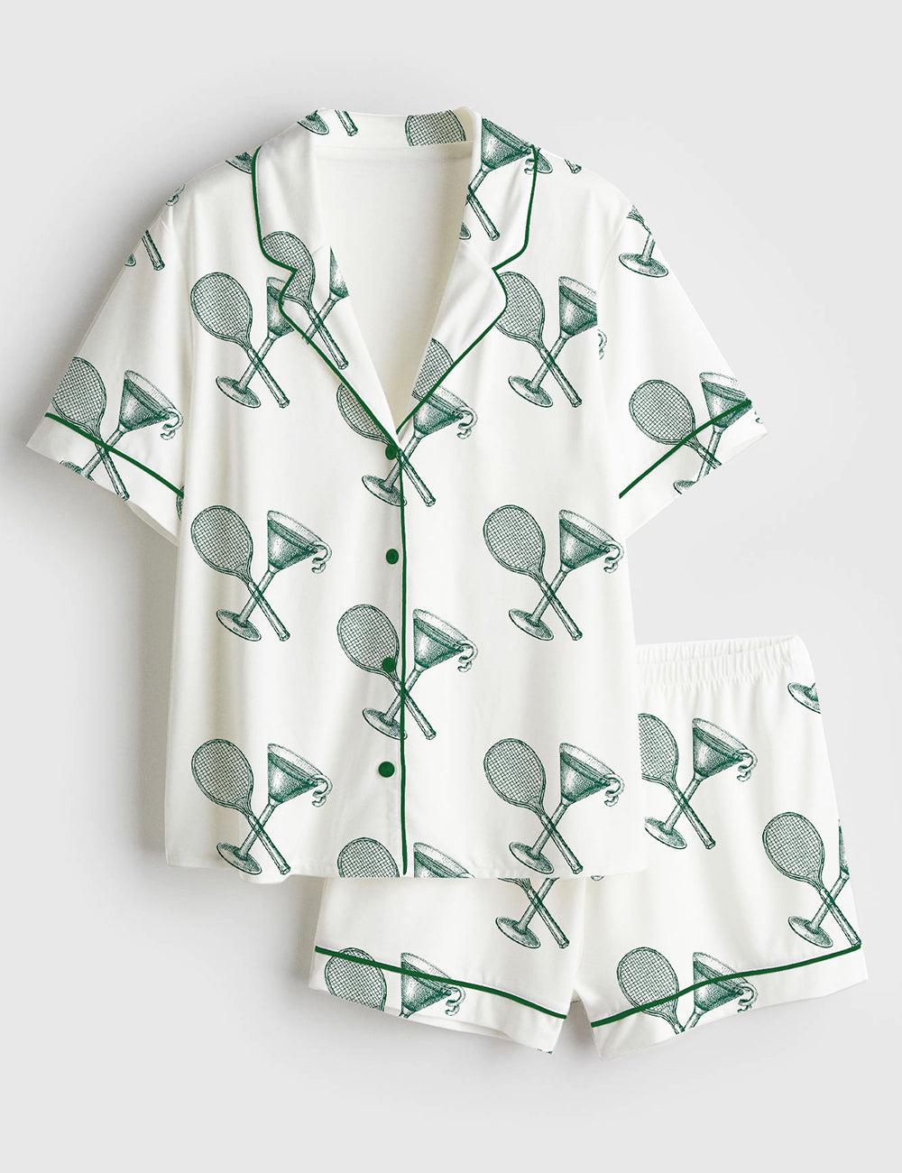 Women’s Tennis Club Tennis Martini Short Sleeve Satin Pajama Set