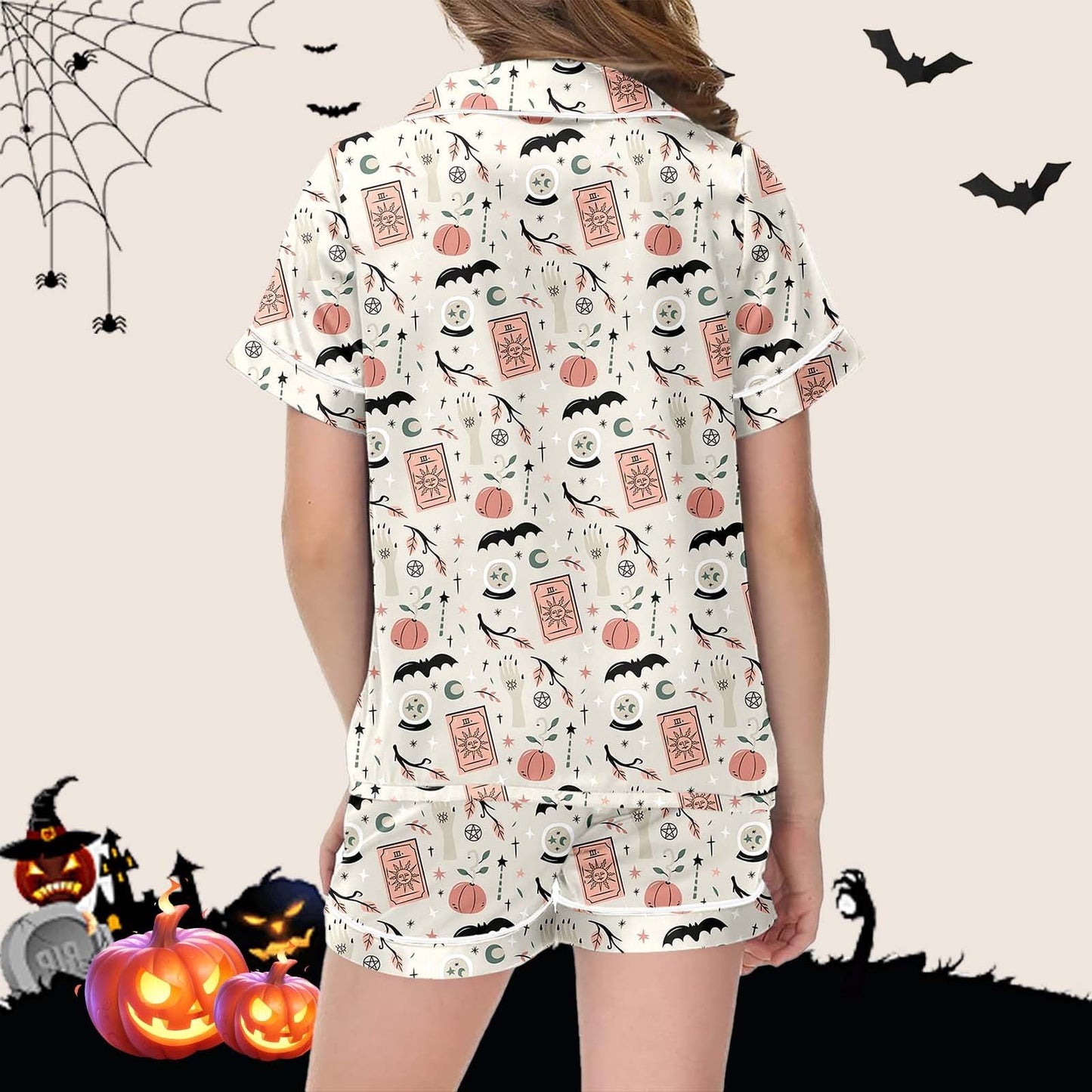 Weebloom Toddler Girl Pajamas Halloween 2 Piece With Lapel Collar Home Kids Age 2-13 Year Round Casual Outfit Stretchy Breathable Sleepwear,6-7 Years