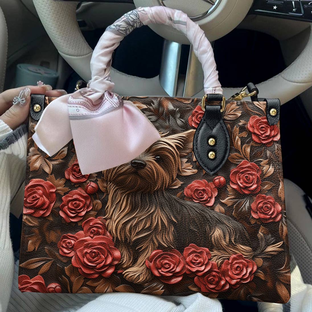 Yorkie Leather Bag Midnight Rose