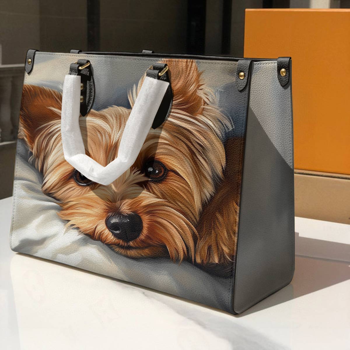 Yorkie Leather Bag Cozy Yorkie Delight