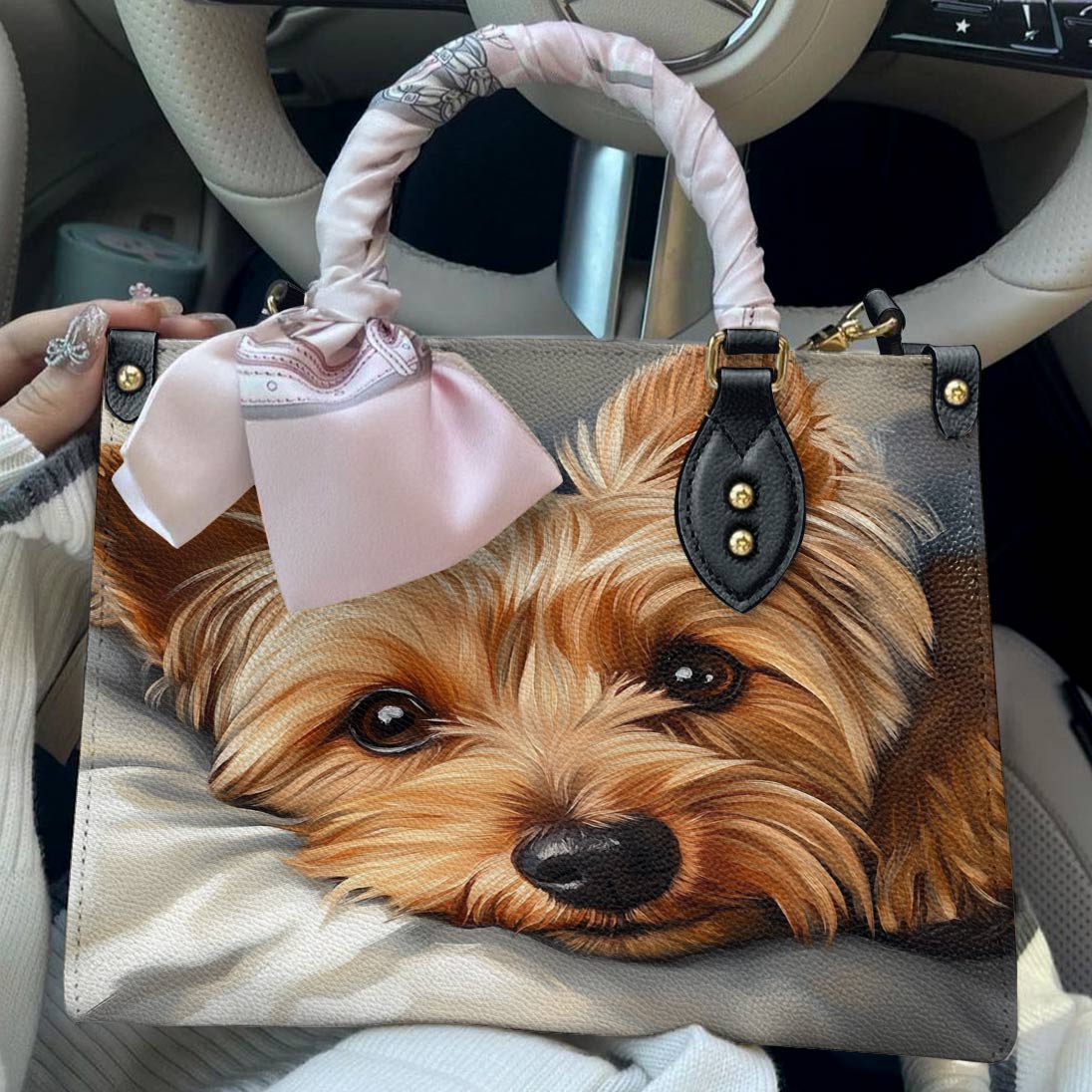 Yorkie Leather Bag Cozy Yorkie Delight