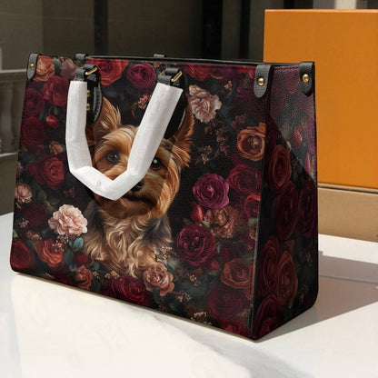 Yorkie Leather Bag Rosey Yorkie Charm
