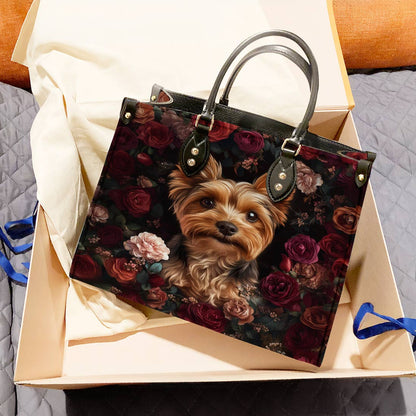 Yorkie Leather Bag Rosey Yorkie Charm
