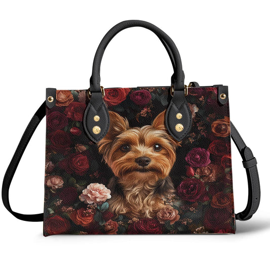 Yorkie Leather Bag Rosey Yorkie Charm