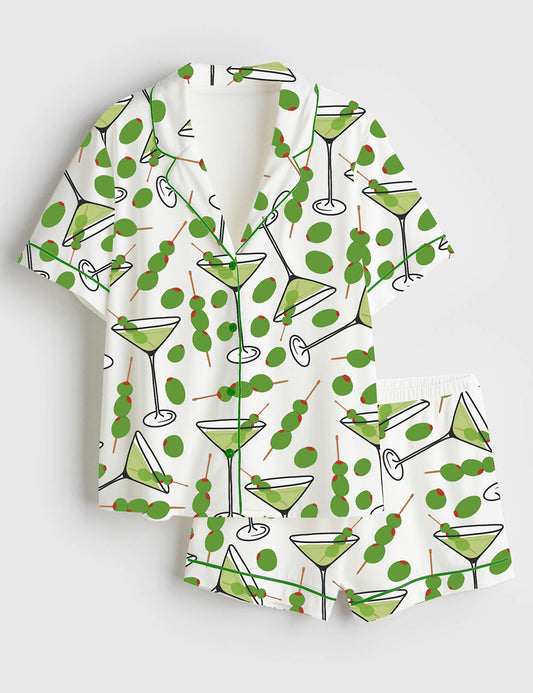 Women's Martini Short Sleeve Satin Pajama Set