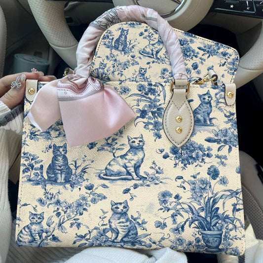 Leather Bag Blue Garden Whiskers