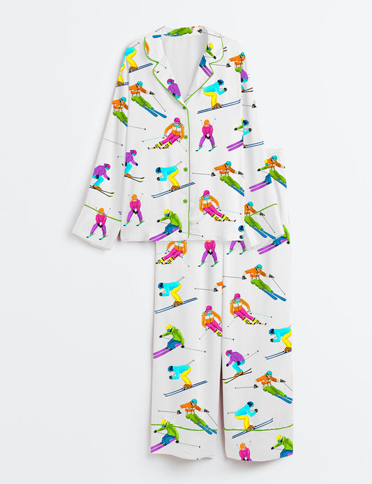 Women's Skiing Life Satin Pajama Set