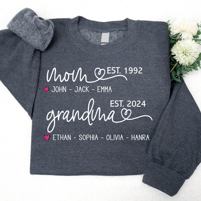 Aangepaste eerste moeder nu oma Shirt, Mom Love Shirt, Mama Shirt, oma en jaar Sweatshirt, oma hart shirt, Happy Mother's Day, cadeau voor moeder