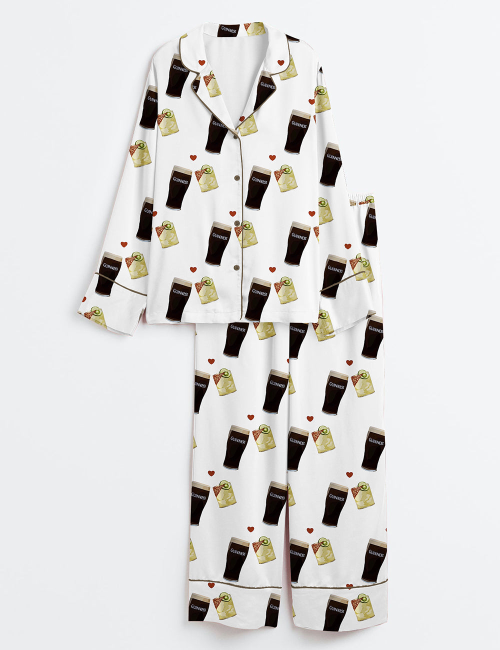 Women’s Guinness And Spicy Margarita Long Sleeve Satin Pajama Set