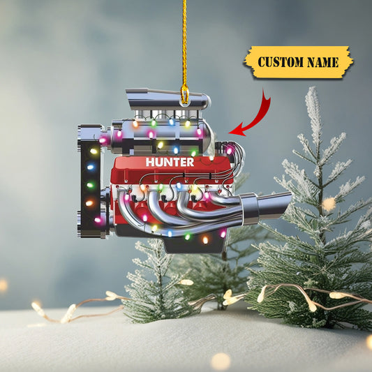 Dirt Track Engine Personalized Car Racing Christmas Ornament 2022 Drag Racing Ornaments Dirt Truck Race Car Driver Wooden Ornaments, Ornament Decoration, Ornament For Gift, Ornament Christmas