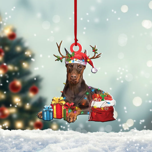 Doberman Pinscher Christmas Lights Shape Ornament P303 PANORPG0005, Ornament Decoration, Ornament Christmas - TeeZworldVN