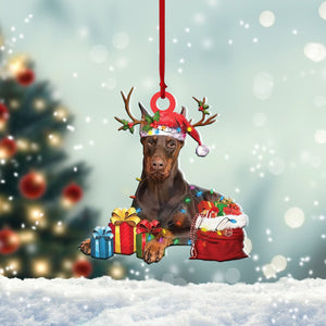 Doberman Pinscher Christmas Lights Shape Ornament P303 PANORPG0005, Ornament Decoration, Ornament Christmas - TeeZworldVN