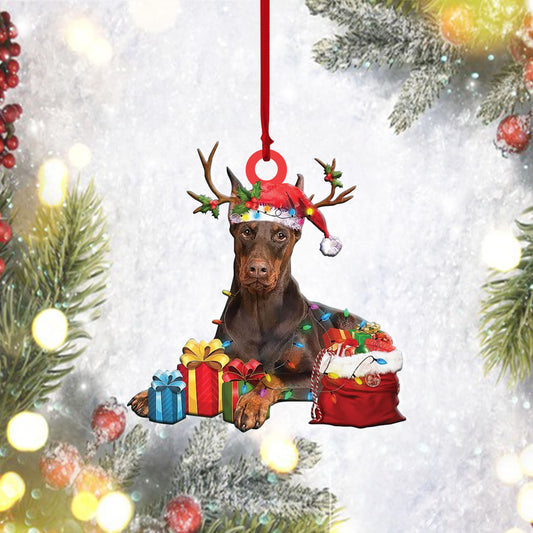 Doberman Pinscher Christmas Lights Shape Ornament P303 PANORPG0005, Ornament Decoration, Ornament Christmas - TeeZworldVN