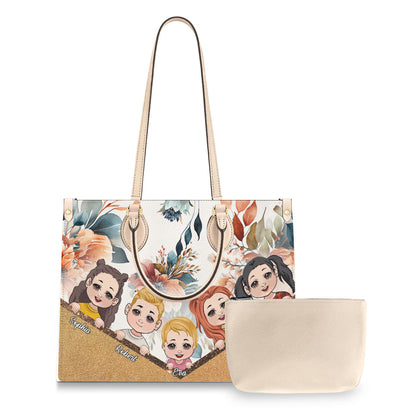 Best Grandma Mom Ever Any Title - Personalized Grandma Leather Handbag