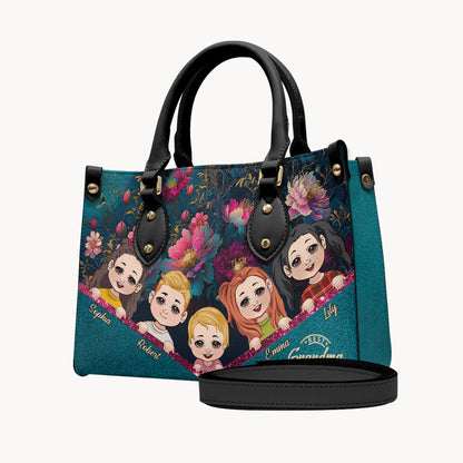 Best Grandma Mom Ever - Personalized Grandma Leather Handbag