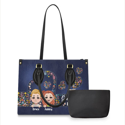 Best Grandma Mom Ever - Personalized Grandma Leather Handbag