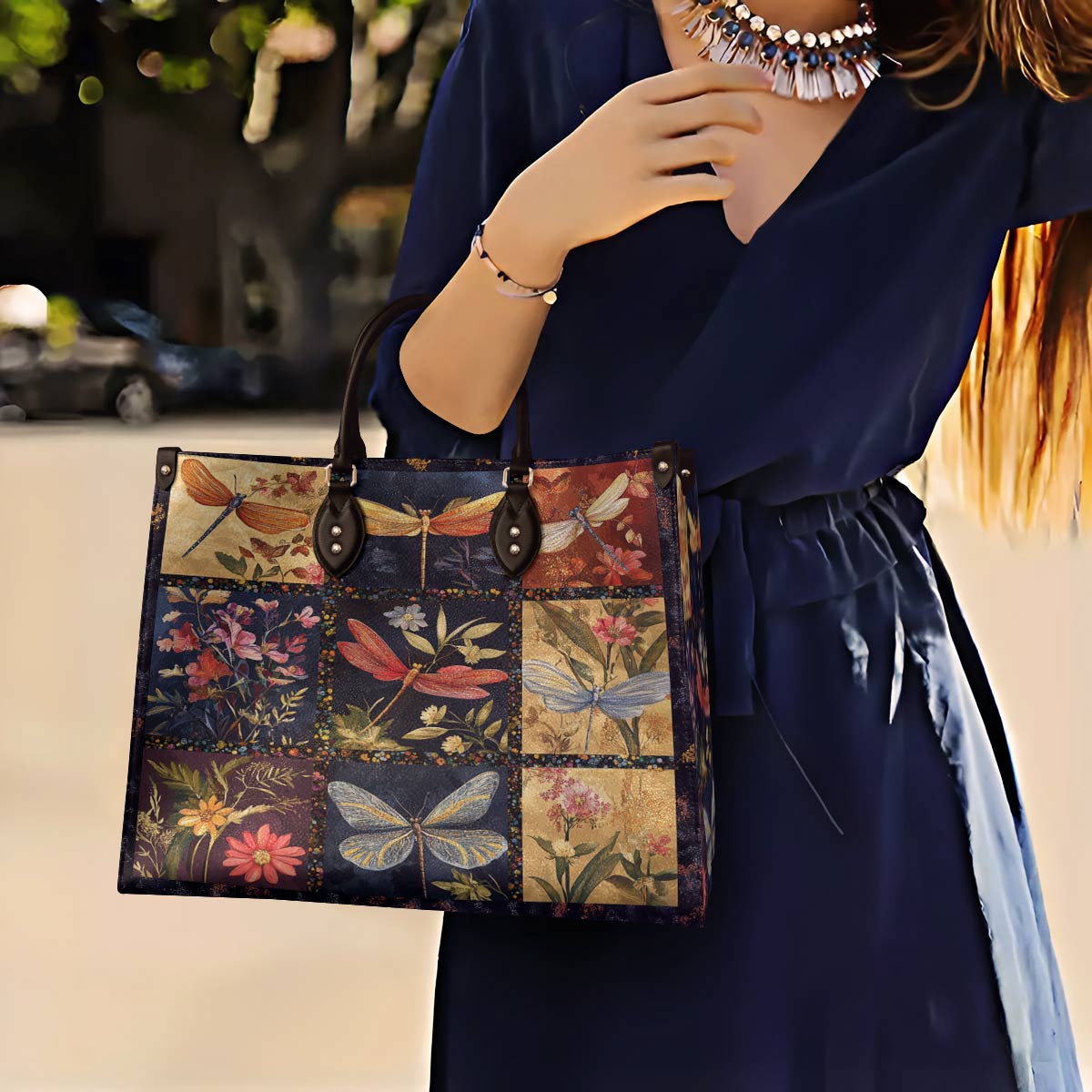 Leather Bag Dragonfly Wings of Elegance