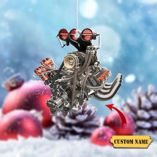 Drag Racing Hot Rod V8 Engine, Custom Drag Racing Ornament, Christmas Gift For Racing Lovers, Ornament Decoration, Ornament For Gift, Ornament Christmas