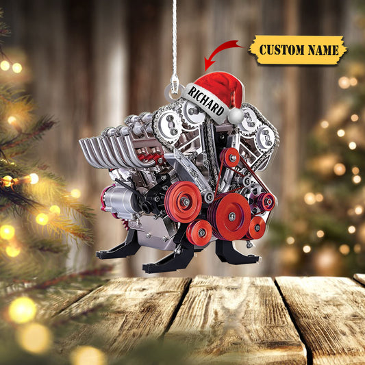 Drag Racing Hot Rod V8 Engine Different Color Custom Shape Ornament, Personalized Gift For Mechanic, Ornament Decoration, Ornament For Gift, Ornament Christmas