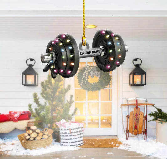 Dumbbell Weight training Exercise Christmas light Tree Ornament, Equipment Xmas, Ornament Decoration, Ornament For Gift, Ornament Christmas